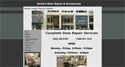 Desktop Screenshot of dereksshoerepair.com